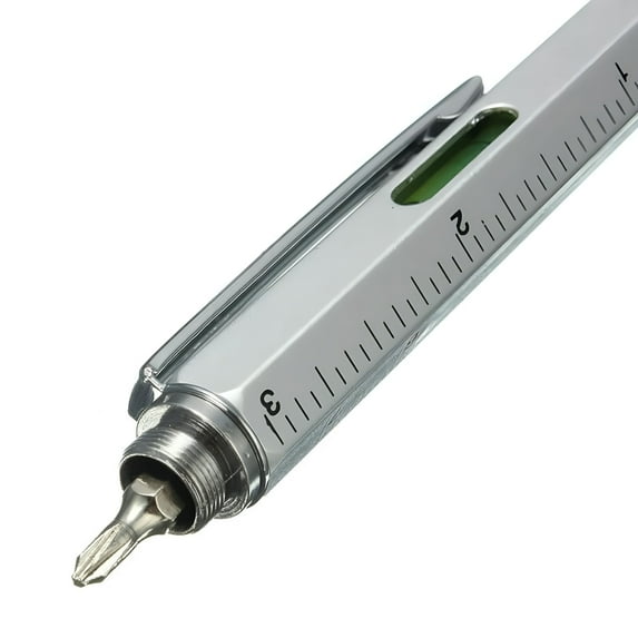 EXLEAF 2026 New 6 in 1 Multitool Pen,Multitool Tech Tool Pen for Men,Plastic Construction Tools Gadget Stocking Stuffers Gifts for Dad Husband Father - Silver,3Pcs