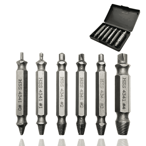 EXLEAF 2026 New 6Pcs Screw Extractor Set Reverse Thread Removal Easy Out Screw Extractor Set Universal Removal Tool Bolt Extractor Style