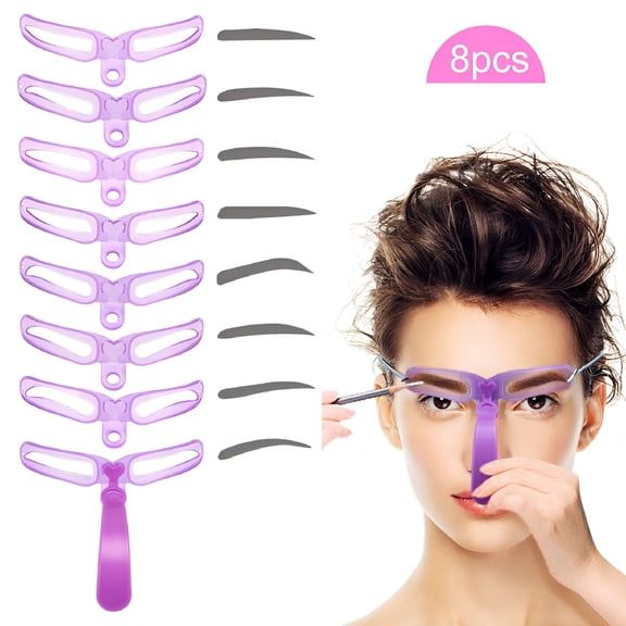 EXLEAF 2026 New 8-Style Reusable Eyebrow Stencil Kit - Diy Shaping Template for Great Arch, Grooming Guide for Beginners - Pink for Eyebrow Shaping, Grooming, Beginners, Makeup Routine, Home Use.
