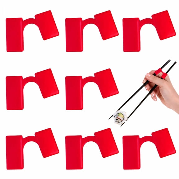 EXLEAF 2026 New 8Pcs Reusable Chopsticks Helpers,Training Chopstick Hinges Connector,Practice Chinese Chopstick Helper,Red