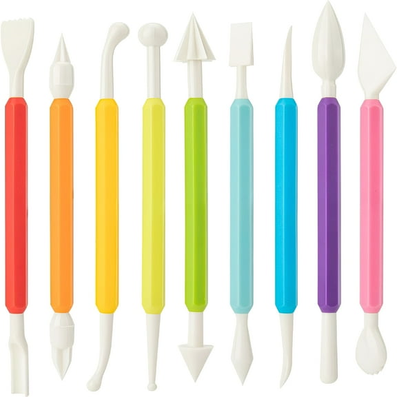 EXLEAF 2026 New 9Pcs Clay Tools for Kids&Adults,Plastic Air Dry Clay Tools Kit,Double-Head Clay Sculpting Tools for Pottery,Polymer,Air Dry Clay,Modeling,Carving,Shaping,Cake Decoration