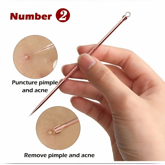 EXLEAF 2026 New Acne Remover Tool Acne Removal Needle, 4Pcs/Set Stainless Steel Blackhead Acne Blemish Removal Needle Kit Tool