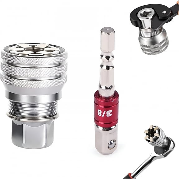 EXLEAF 2026 New Adjustable Socket 3/8" Inch to 3/4" Inch 10Mm 19Mm Sockets Tools for 3/8" Drive Torque and Power Drill