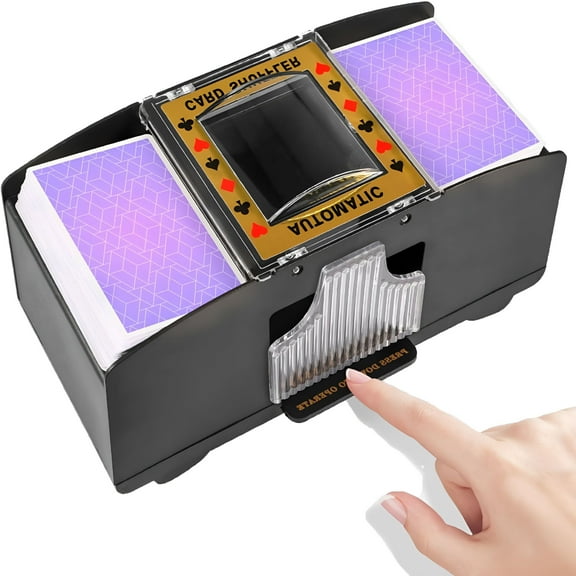 EXLEAF 2026 New Automatic Card Shuffler 2/1/4/6 Deck,Battery-Operated Electric Poker Shuffler,Playing Card Shuffler for Home Card Game,Travel