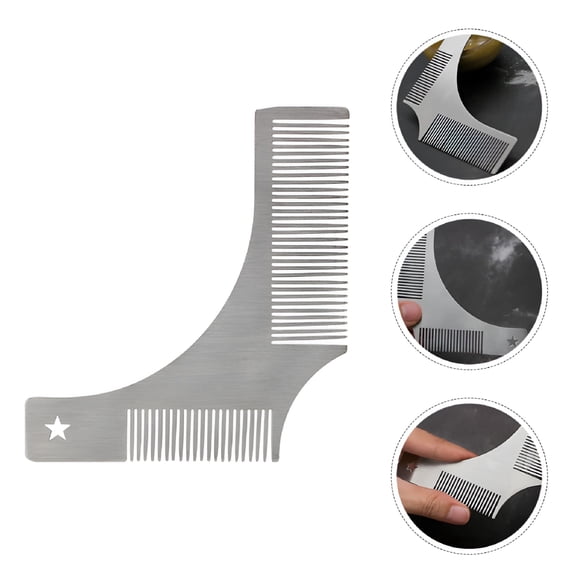 EXLEAF 2026 New Beard Shaper Stainless Steel 1Pcs 4.3X3.9X0.08In for Beard Grooming, Shaping, Precise Contouring, Easy Trimming, Facial Hair Styling
