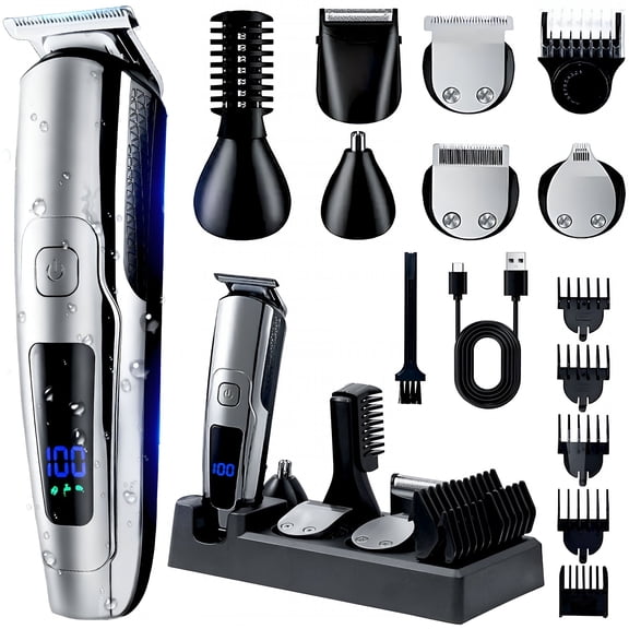 EXLEAF 2026 New Beard Trimmer for Men, All-In-One Trimmer Kit - Ipx7 Waterproof, Led Display, Wet/Dry Shower-Safe, Hair Clipper for Men, Grooming Kit for Nose Body Face & Mustache
