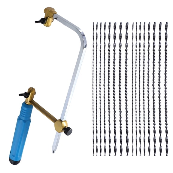 EXLEAF 2026 New Coping Saw Heavy Duty Metal Hand Saw Fast Cutting Non-Slip Hacksaw with 16 Replacement Steel Saw Blade Woodworking Tool Kit for Wood Plastic Metal Cutting