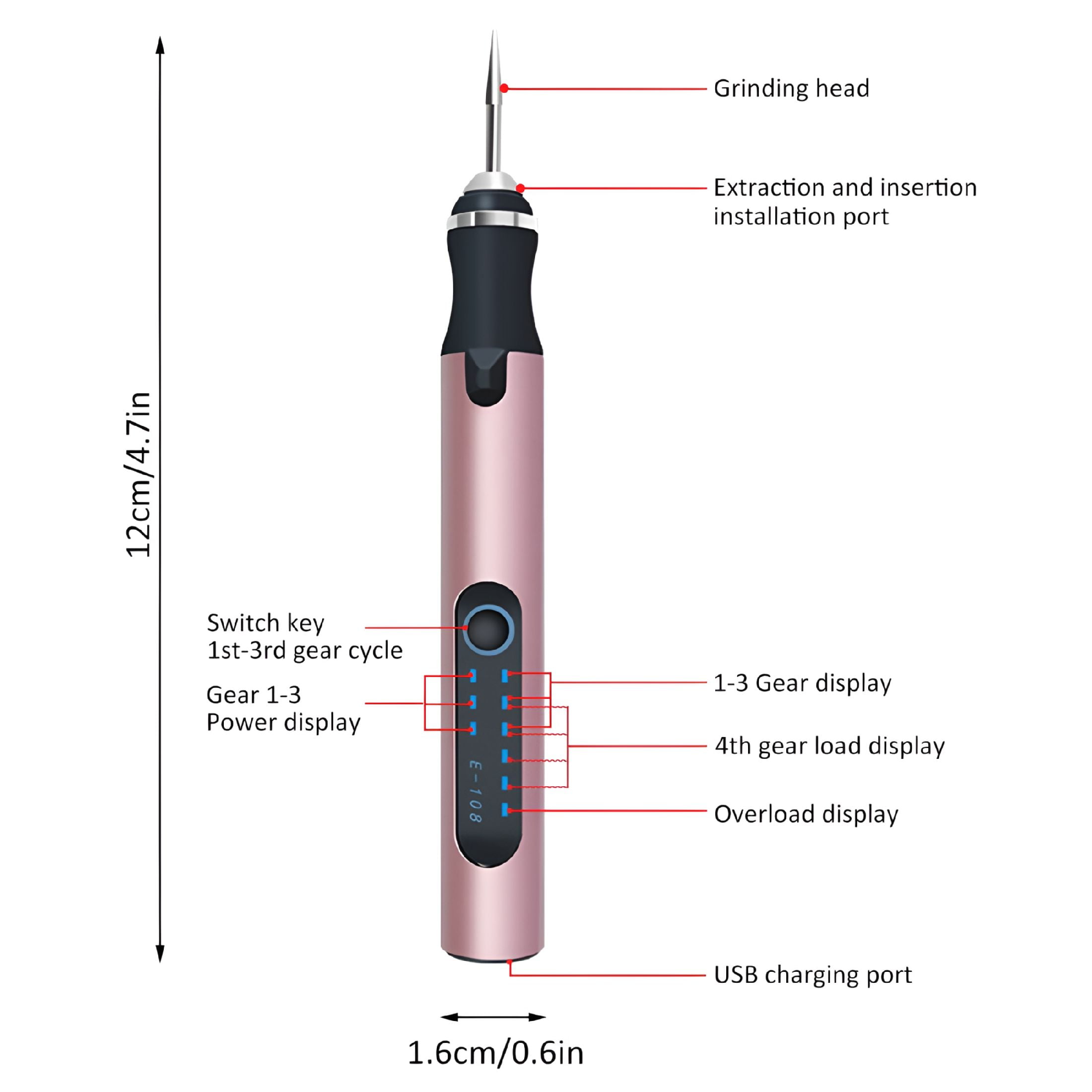 EXLEAF 2026 New Cordless Rotary Tool Rechargeable Engraving Pen with 300Mah Battery Electric Adjustable Speed Carving Pen Hand-Held Wood Engraving Tool for Sanding Polishing Drilling Etching