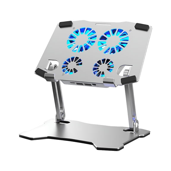 EXLEAF 2026 New Cpu Fans Tablet Pad,5.5-8.3 Inch Laptop Stand,Tablet Cooler with 4 Fans,Tablet Cooler with Type-C Input,Two Usb Outputs(Silver)
