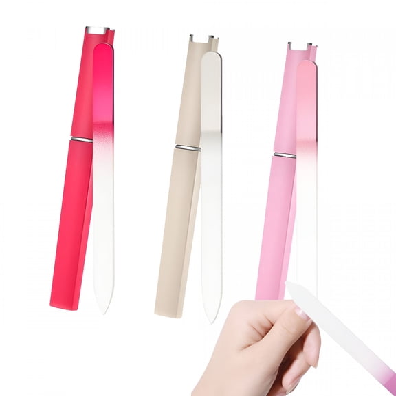 EXLEAF 2026 New Crystal Glass Nail File,3Pcs Glass Fingernail File for Natural Nail Manicure Tool,Glass Nail Files for Natural Nails