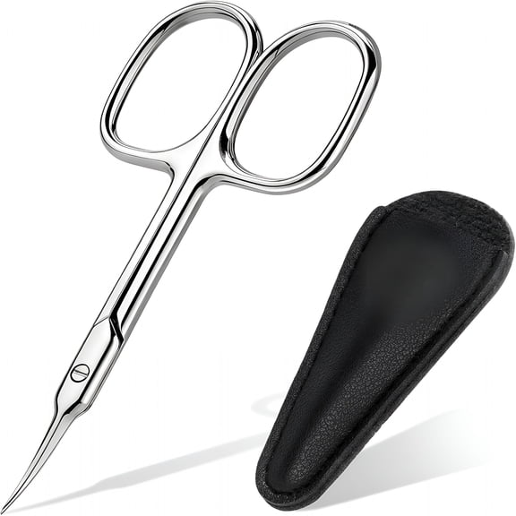 EXLEAF 2026 New Cuticle Scissors, Extra Fine Curved Nail Scissors for Men Women, Professional Small Grooming Scissor for Eyebrow, Eyelash, Manicure and Pedicure (Silver)