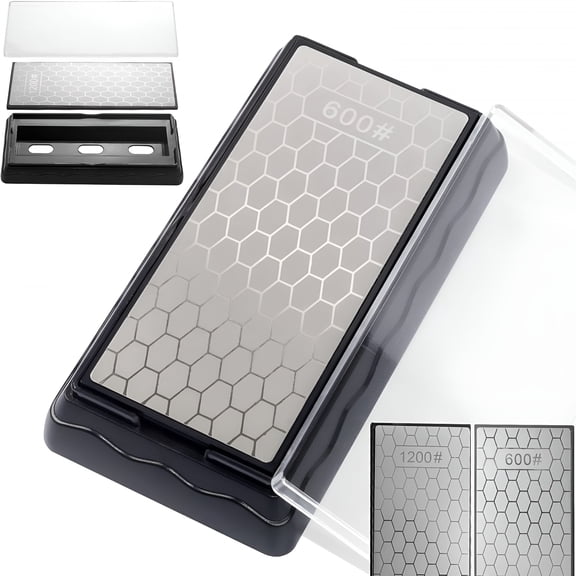EXLEAF 2026 New Diamond Knife Sharpening Stone Double-Sided,Diamond Sharpening Plate Honeycomb Surface Plate with Non-Slip Base for Scissors Knives Kitchen Sharpen Tools Coarse 600/Extra Fine 1200