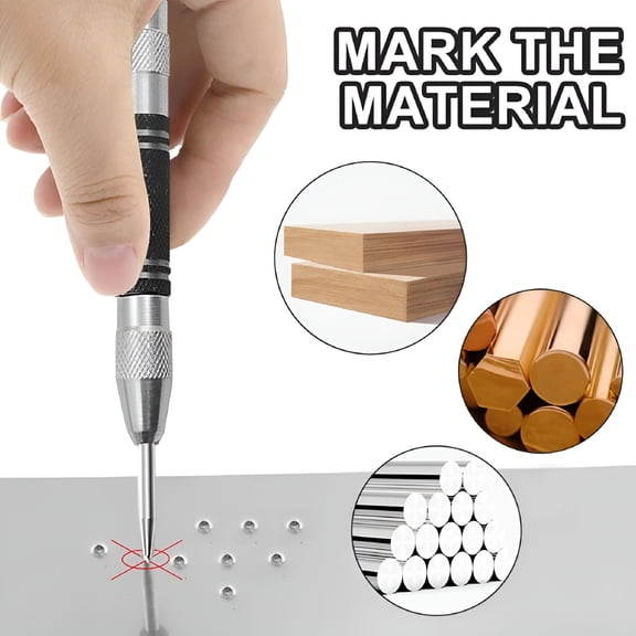 EXLEAF 2026 New Efficient Spring Loaded Center Punch Helps Create Clean Holes in Materials for Metal,Wood,Glass,Leather,Diy Projects,Marking Drilling Points