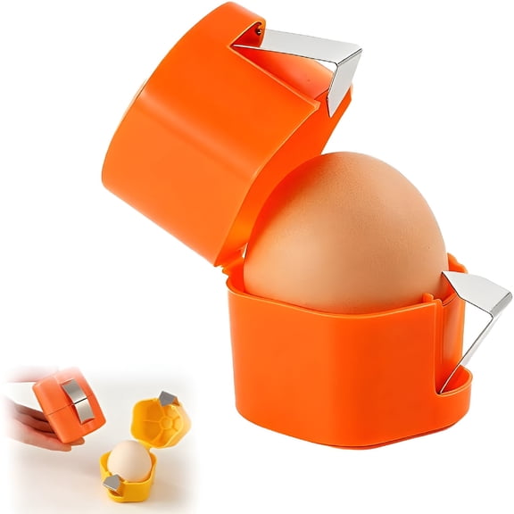 EXLEAF 2026 New Egg Shell Opener,Egg Shell Cutter,Handheld Egg Opener for Hard Boiled Eggs,Egg Cracker Tool for Raw Egg,Stainless Steel Eggshell Breaker Egg Shell Cutter (1,Orange)