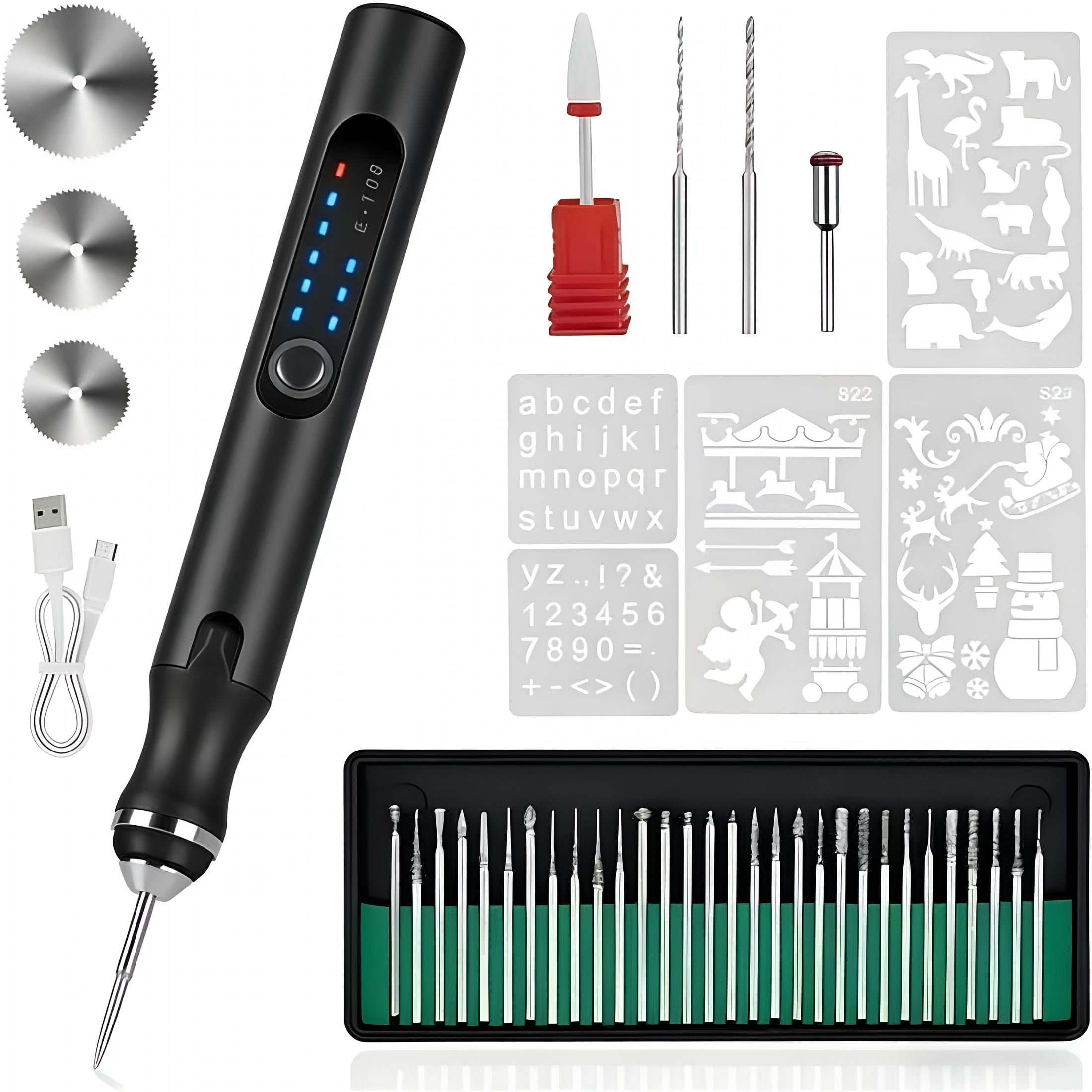 EXLEAF 2026 New Electric Engraving Pen with 37 Bits,Usb Rechargeable Cordless Engraving Machine,Portable Diy Rotary Engraver for Jewelry Wood Glass Stone Carving for Diy,Craft,Engraving,Workshop