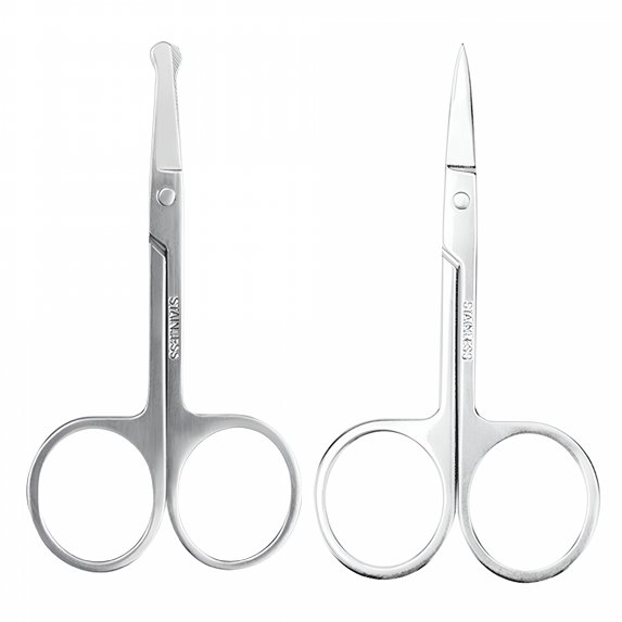 EXLEAF 2026 New Eyebrow and Nose Hair Scissors,Stainless Steel Professional Facial Hair Beard Eyelashes Ear Hairs and Moustache Scissors Trimmer 2 Pieces
