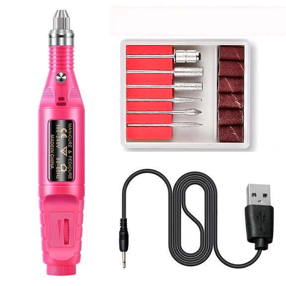 EXLEAF Electric Nail Drill Machine with USB Adapter, Portable Manicure Pedicure File Kit for Acrylic Nails, Thick Nails, and Nail Art