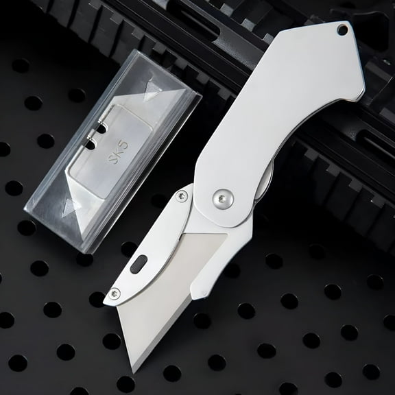 EXLEAF 2026 New Folding Utility Knife,Quick Change Box Cutter with 5 Razor Blades,Liner Lock Design,Edc Pocket Knives Stainless Steel Knifes with Belt Clip for Men Women,Gift for Dad Him Husband