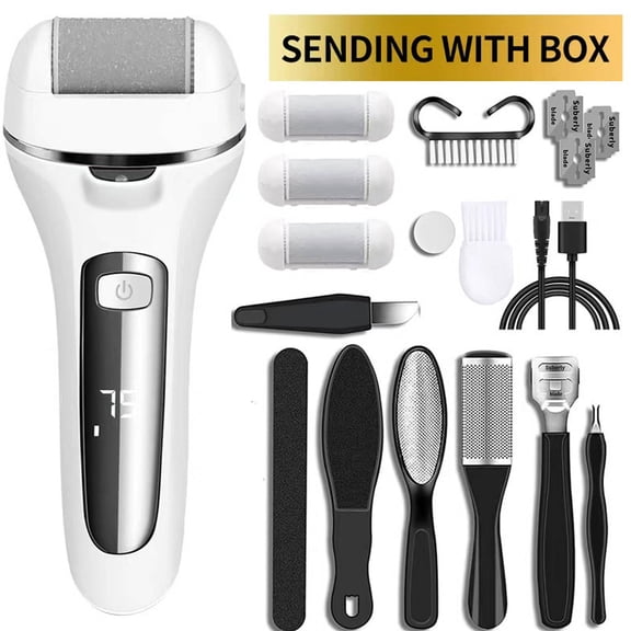 EXLEAF 2026 New Foot File,Two Speed Settings with Smart Display Pedicure Kit,Built-In Suction Function Foot File Callus Remover,White