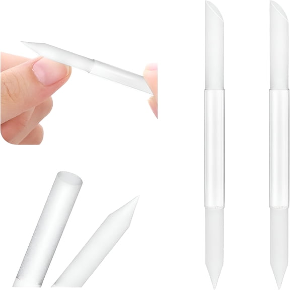 EXLEAF 2026 New Glass Cuticle Pusher 2 Pieces Double Sided Nail File Manicure Stick Professional Precision Cuticle Crystal Gel Polish Remover Nail Salons Care Tools Abrasive Surface Scraper Cleaner