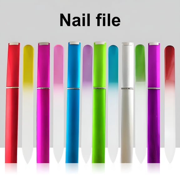 EXLEAF 2026 New Glass Nail File Faux Crystal Glass Non-Porous Durable Reusable Colorful Design Manicure File for Healthy Nails for Nails, Manicure, Pedicure, Beauty, Salon, Personal Care