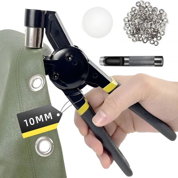 EXLEAF 2026 New Grommet Tool Kit, 3/8 Inch Handheld Eyelet Kit Manual Grommet Press Machine with 500 Pcs 10 Mm Grommets for Fabric Crafting, Diy Projects, Clothing, Home Decor, Upholstery.