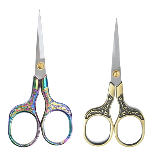 EXLEAF 2026 New Hair Cutting Scissors Vintage Shears-2 Pack Facial Mustache Beard Beauty Embroidery Daily Use