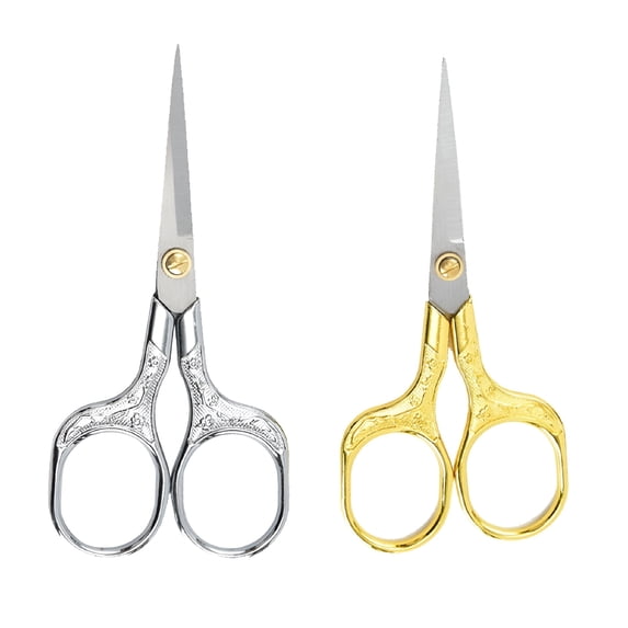 EXLEAF 2026 New Hair Cutting Scissors Vintage Shears-2 Pack Facial Mustache Beard Beauty Embroidery Daily Use