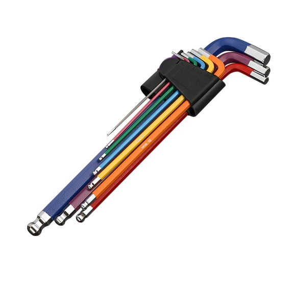 EXLEAF 2026 New Hex Key Set 9Pcs Metric Allen Key Set 1.5-10Mm Long Ball End Hex Wrench Set Color Coding Hex Key Set for Disassembling Mechanical Equipment Vehicle