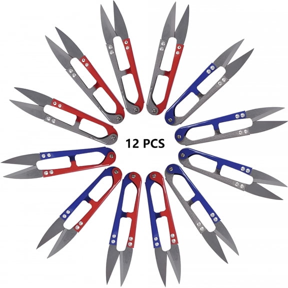 EXLEAF 2026 New High Carbon Steel Pointed Tip Mini Fabric Scissor for Fabric, Craft, Sewing, Quilting, Office Assorted Colors,12 Count