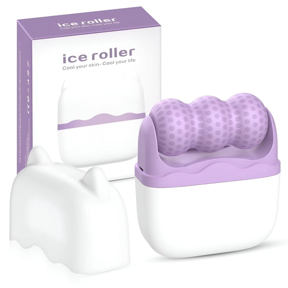 EXLEAF 2026 New Ice Roller for Face, 2-In-1 Dual-Sided Cooling Facial Massager for Puffiness Relief, Skin Tightening, Wrinkle Reduction, Self-Care Gift (Purple)