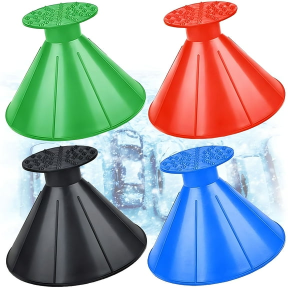 EXLEAF 2026 New Ice Scraper for Car,4 Pcs Portable Cone-Shaped Multifunctional Snow Remover Wiper