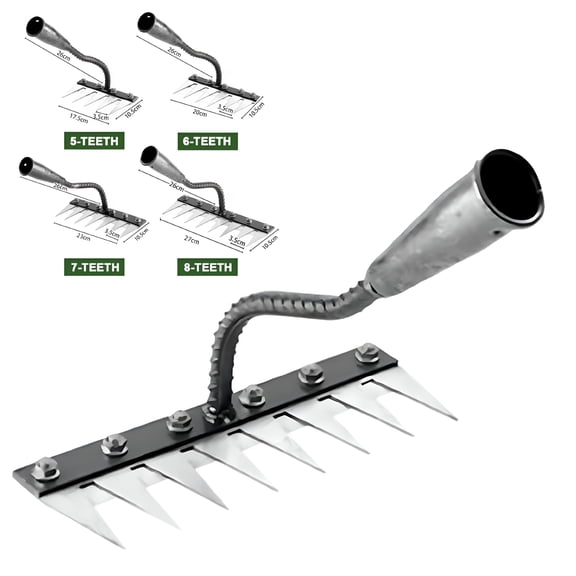 EXLEAF 2026 New Iron Weeding Rake 2.0,The Gardening Essential - Upgrade with Handle for Lawn Dethatching (6 Tooth) for Lawn, Garden, Soil, Dethatching, Yard Maintenance