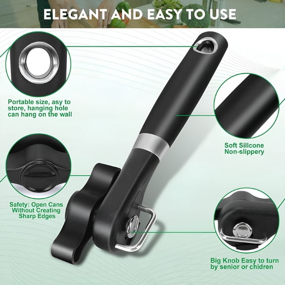 EXLEAF 2026 New Kitchen Safety Manual Can Opener for Restaurant No Sharp Edges Can Opener for Arthritis Camping Can Opening Tool Side Cut Manual Can Opener Hand Held Smooth Edge Can Opener