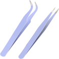 thumbnail image 1 of EXLEAF 2026 New Lash Tweezers, Pack of 2 Stainless Steel Tweezers for Eyelash Extensions | Straight and Curved Tip Eyelash Tweezers | False Lash Application Tools (Pack of 2, Purple), 1 of 7
