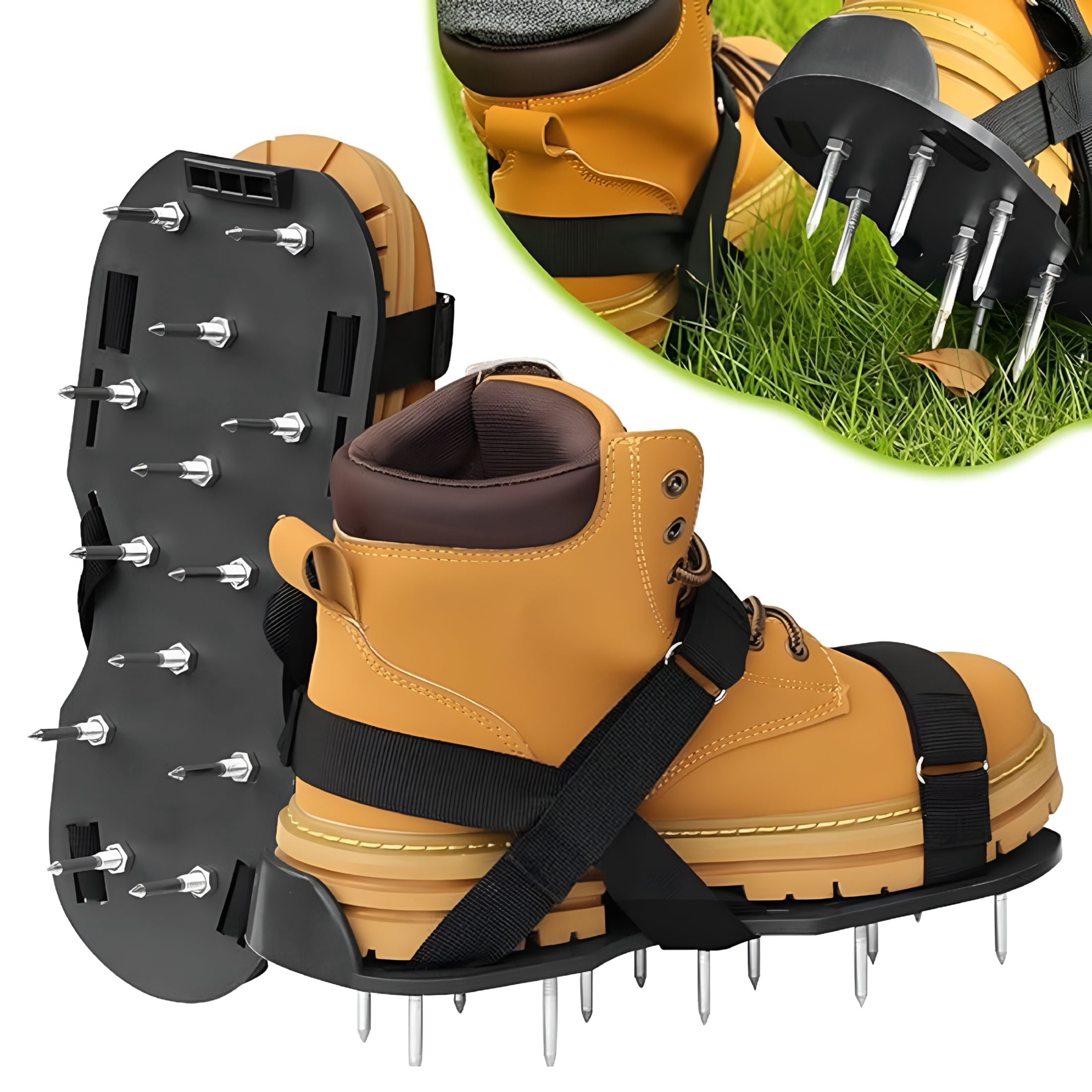 EXLEAF 2026 New Lawn Aerator Shoes with Hook and Loop Strap Adjustable Spikes Shoes Soil Yard Aerator Lawn Care Tool for Patio Garden for Lawn, Yard, Garden, Backyard, Turf