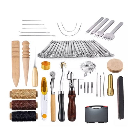 EXLEAF 2026 New Leather Working Kit Full Kit Leather Working Tools Ergonomic Grip Leather Tools for Crafting Leather Repair Diy Projects Professional Leatherwork.