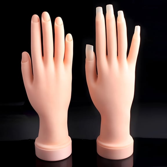 EXLEAF 2026 New Manicure Practice Hands and Fingers Nail Hand Practice Model Flexible Movable Soft Plastic Hand for Fake Nail Art Starter Training