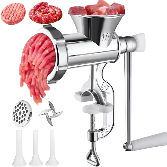 EXLEAF 2026 New Meat Grinder Manual Mincer-Meat Grinders for Home Use Sausage Maker&Burger Patty Stuffer with Table Clamp,Hand Operated Kitchen Tool for Homemade Pork,Beef,And Sausage-Easy Clean