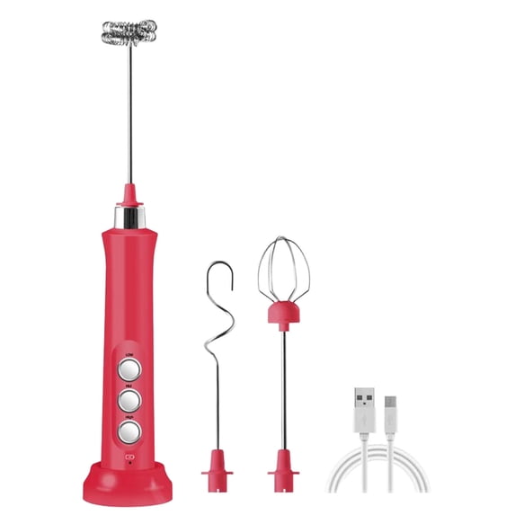 EXLEAF 2026 New Milk Frother Long Battery Life Hand Mixer Wireless Operation Quiet Design Milk Frother Handheld Red for Coffee Lattes Milkshakes Hot Chocolate Smoothies
