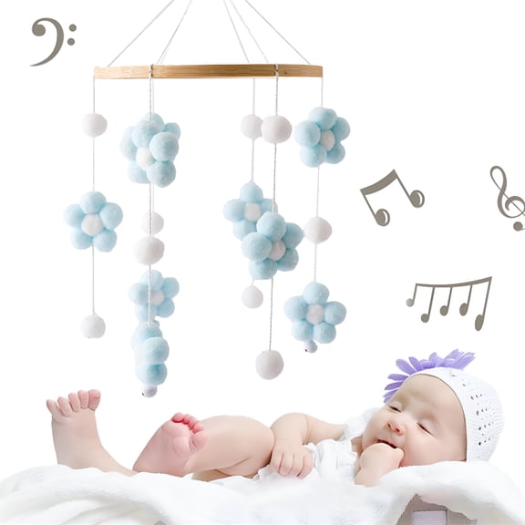EXLEAF 2026 New Modern Baby Crib Mobile Soothing Musical Toy with Secure Attachment for Hearing and Visual Development Stimulation Baby Mobile for Bassinet