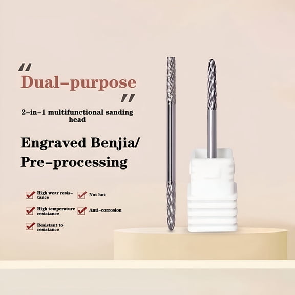 EXLEAF 2026 New Multifunction Under Nail Drill Bit Double Ends Tungsten Carbide Sharp Nail Gel Cuticle Remover for Nail Preparation Cuticle Drill Bits for Nails