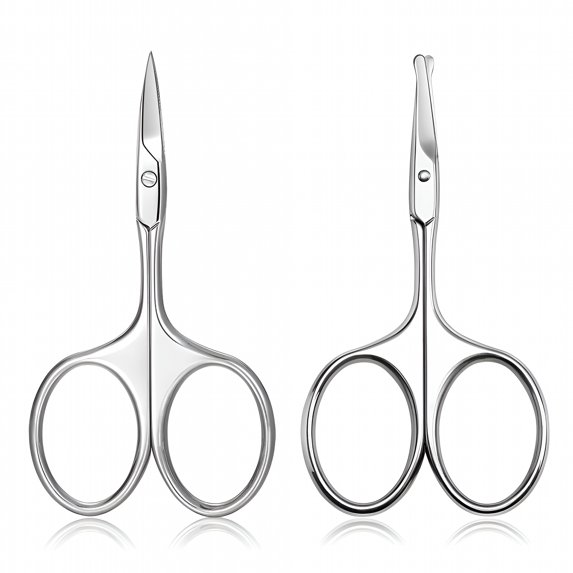 EXLEAF 2026 New Nose Hair Scissors and Eyebrow Scissors Set,2Pcs Beauty Scissor for Ear Hair,Mustache/Beard Trimming,Straight and Rounded Tip Small Facial Hair Grooming Scissors for Men and Women