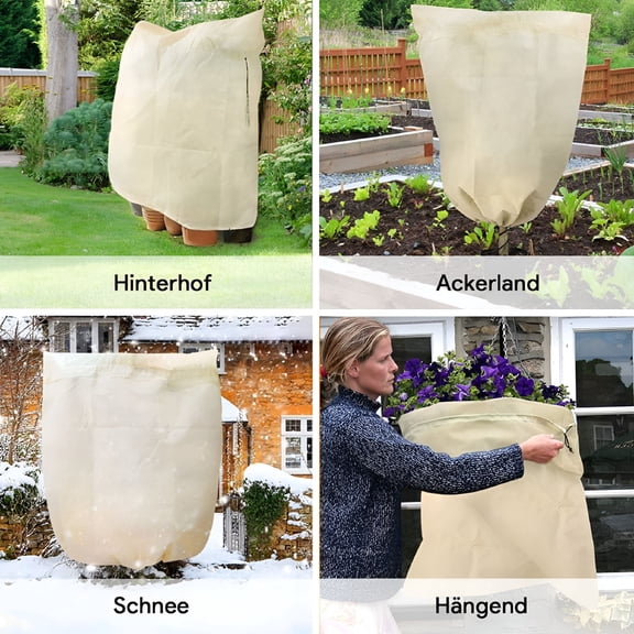 EXLEAF 2026 New Plant Covers Freeze Protection Winter Cold Weather Frost Blankets Shrub Jacket with Drawstring Reusable Frost Protection Cloth for Outdoor Plants Fruit Tree Potted