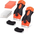 thumbnail image 1 of EXLEAF 2026 New Razor Blade Scraper 2Pcs Cooktop Scraper Handle Adhesive Scraper with 10 Carbon Steel&10 Plastic Blades for Removing Label,Sticker,Paint,Decals,Glue Residue From Glass Window Cooktop, 1 of 7