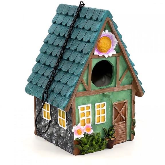 EXLEAF 2026 New Resin Bird Houses for Outside Hanging Birdhouses for Outdoors Bluebird Houses for Outside Nesting Box for Bird Lovers Tree Swallow Bird Finch Wild Bird