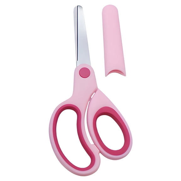 EXLEAF 2026 New Scissors for Office,Polished Stainless Steel Blades,Comfortable Grip Handles,Scissors for Crafting Safety Round Tip Design,Pink
