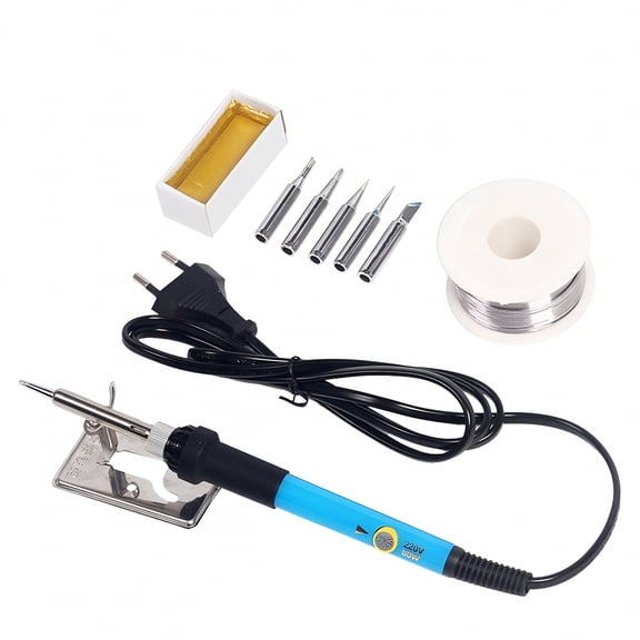 EXLEAF 2026 New Soldering Kit Full Set 60W 220V Soldering Welding Kit Adjustable Temperature 5Pcs Different Tips Desoldering Pump Stand Anti Static Tweezers and Additional Solder Tube