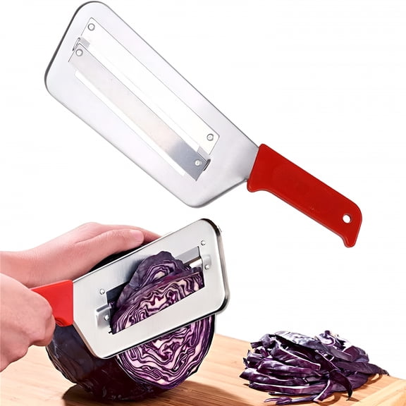 EXLEAF 2026 New Stainless Steel Shredder Knife,Dual Blade Julienne Cutter,Stainless Steel Cabbage Shredder,Double Slice Shredding Kitchen Knife,Multifunctional Vegetable Cutter (Red)