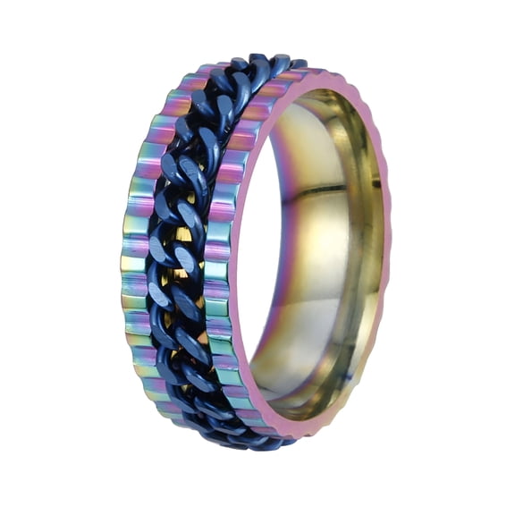 EXLEAF 2026 New Titanium Stainless Steel Anxiety Ring for Women Men Fidget Spinner Ring,External Rotating Wonderful Gift Fidget Rings for Anxiety